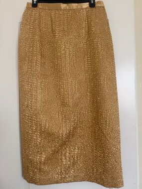 Textured Gold Pencil Skirt - Women